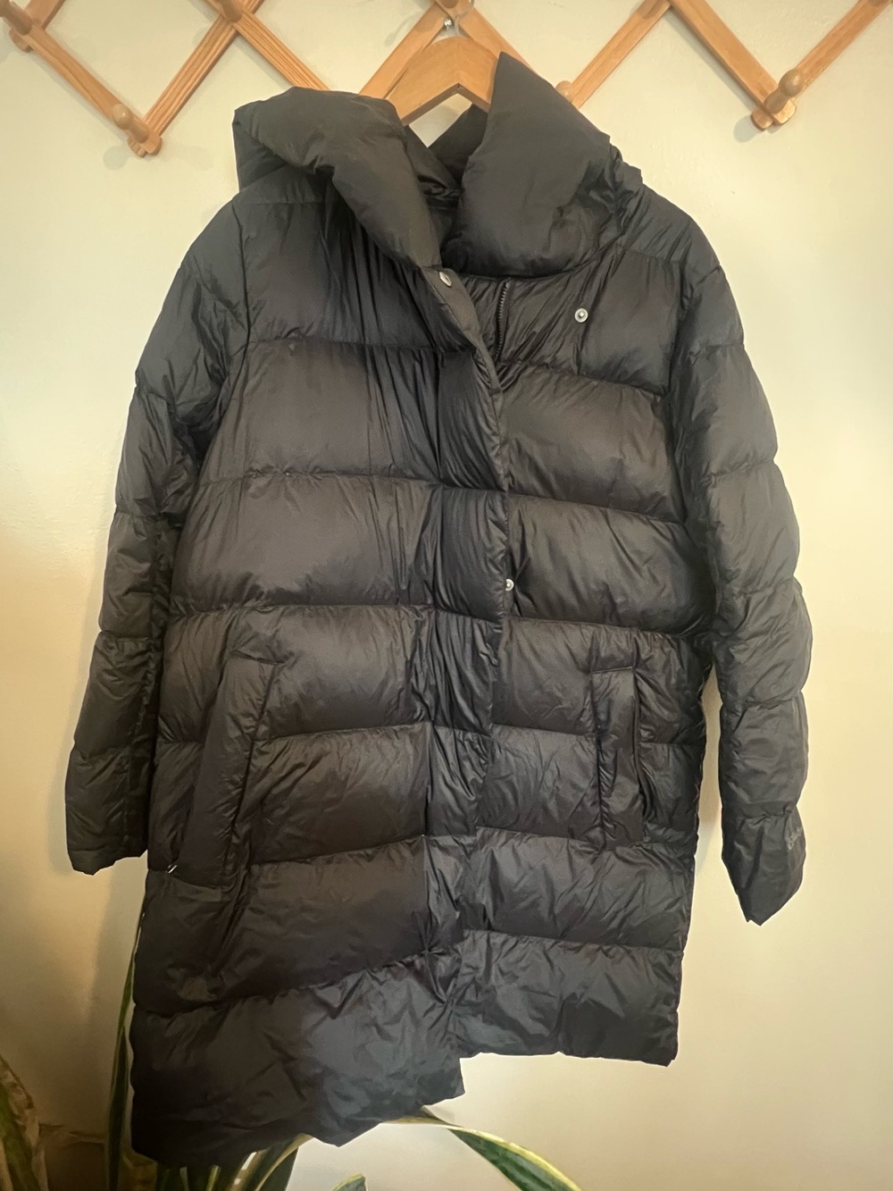 Eddie Bauer Women's Black Long Puffer Coat with High Collar